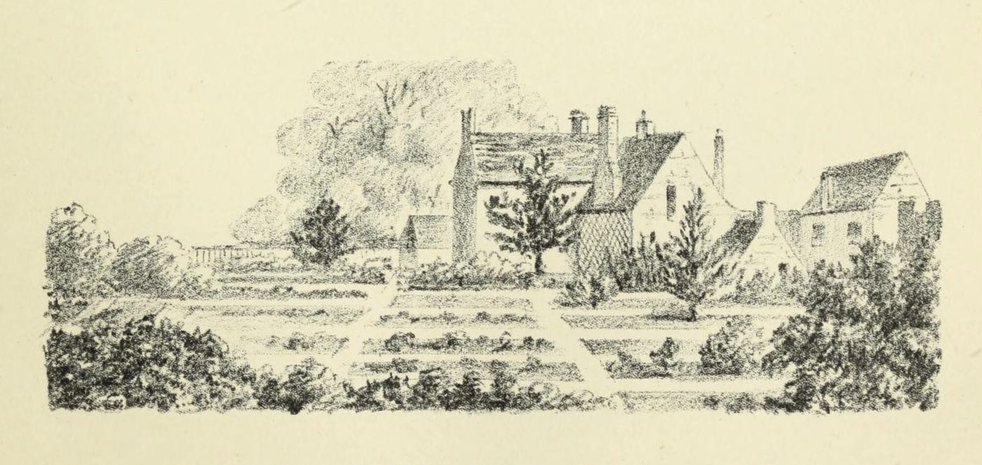Mary Curtis's 1856 sketch of Island House from the rear of the garden