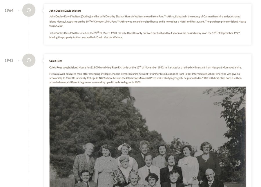 The owners and people of Island House, 1778 to 2020