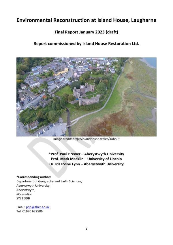 Environmental Reconstruction at Island House — final report, first page.