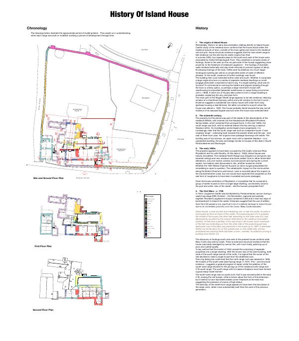 History of Island House, chronology — part 1, first page.