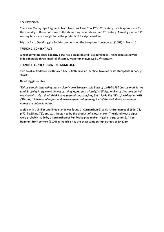 Clay Pipe Finds (2020) — first page of the report.