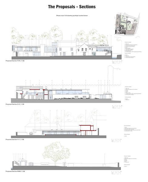 Sections — Island House, Laugharne.